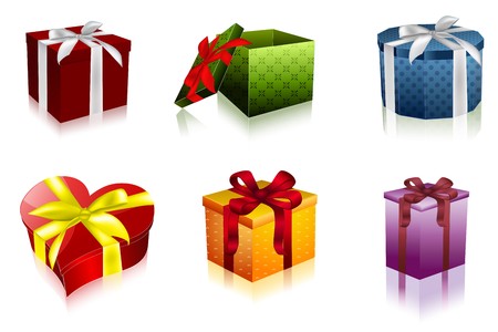 set of gift boxes on an isolated backgroundの写真素材