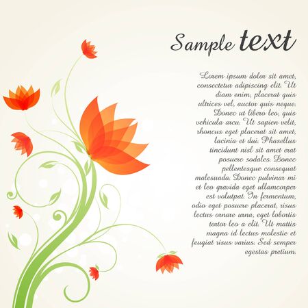 illustration of swirly floral background with sample textの写真素材