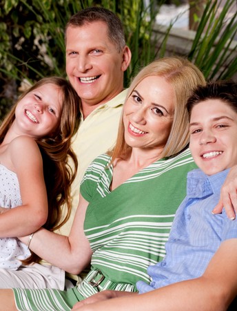 Portrait of family enjoying outdoorsの写真素材