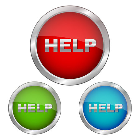 illustration of set of help icons on isolated background..