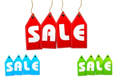 illustration of set of colorful sale tagsの写真素材