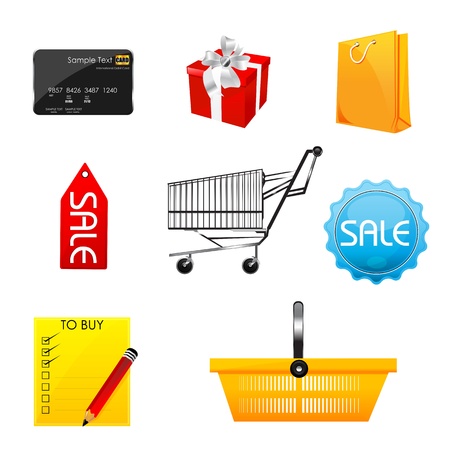 illustration of shopping icons on white backgroundのイラスト素材