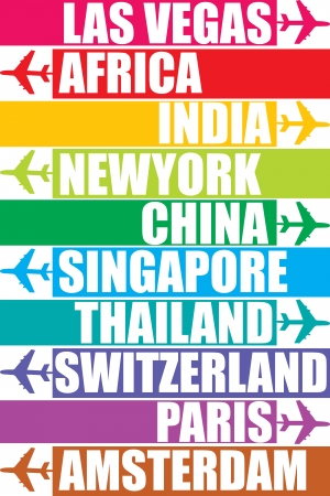 illustration of tag of different tourist placeのイラスト素材