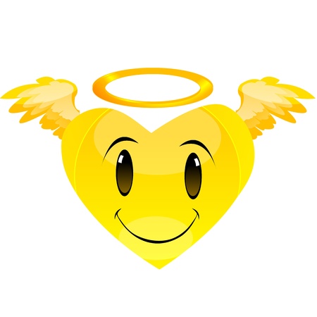 illustration of smiley angel heart with white bckgroundのイラスト素材