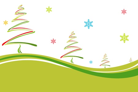 illustration of christmas card with colorful pine treesのイラスト素材