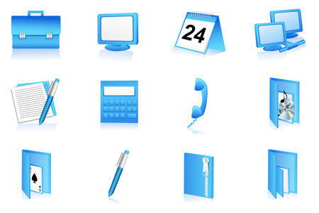 illustration of set of office icons on isolated backgroundのイラスト素材