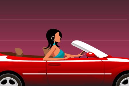 illustration of urban woman driving carのイラスト素材