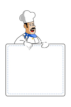 illustration of chef holding cooking card on white backgroundのイラスト素材