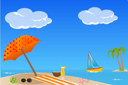 illustration of colorful sea beachのイラスト素材