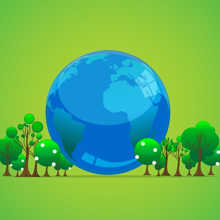 illustration of globe with treesのイラスト素材