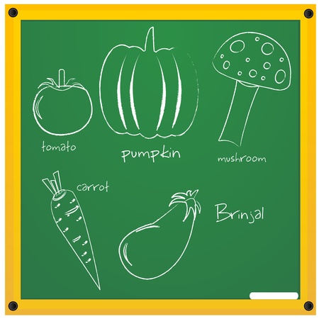 illustration of vegetable sketch on boardのイラスト素材