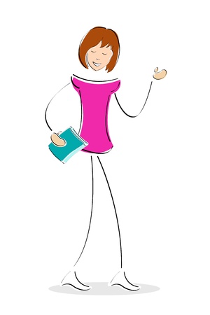 illustration of student holding book on isolated backgroundのイラスト素材
