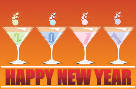 illustration of new year card with cocktail glassesのイラスト素材