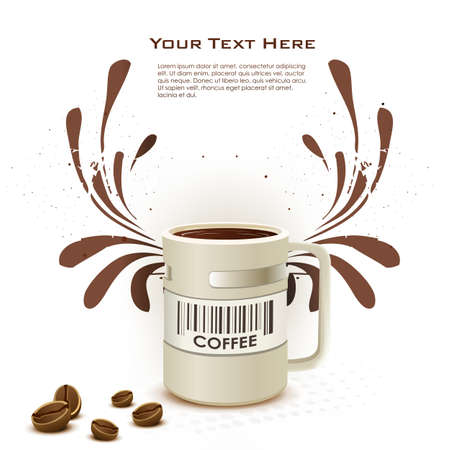 illustration of coffee card with cup on white backgroundのイラスト素材