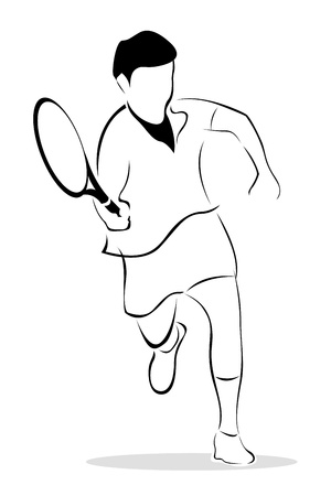 illustration of sketch of tennis player on isolated backgroundのイラスト素材