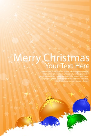 illustration of merry christmas card with balls and starsのイラスト素材