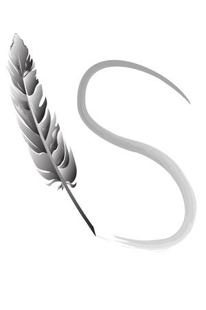 illustration of feather writing on white backgroundのイラスト素材