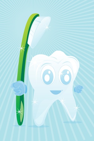 illustration of happy tooth with brushのイラスト素材