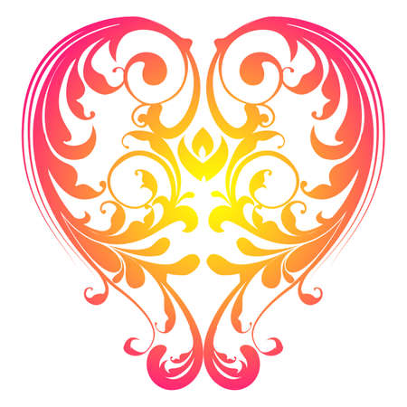 illustration of floral heart on white backgroundのイラスト素材