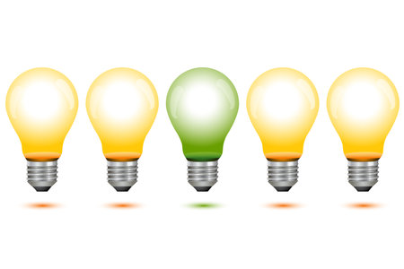 illustration of global warming  with electric bulbs on white backgroundのイラスト素材