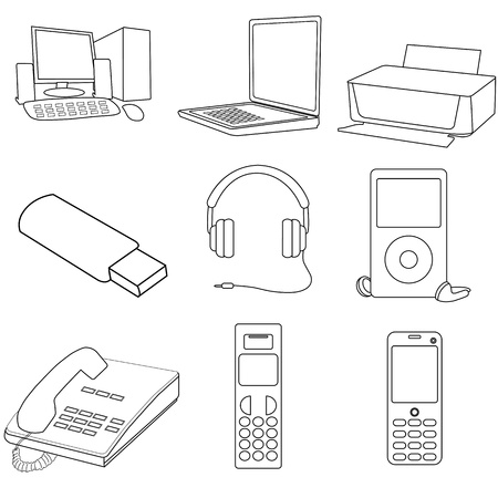 illustrations of communication icons on white backgroundのイラスト素材