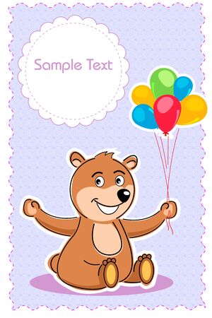 illustration of birthday card with balloons and teddyのイラスト素材