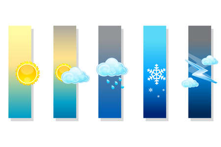 illustration of types of weather on white backgroundのイラスト素材