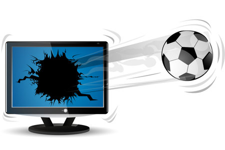 illustration of football with tv on white backgroundのイラスト素材