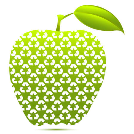 illustration of recycle apple on white backgroundのイラスト素材