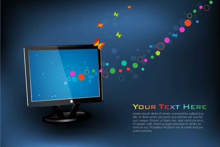 illustration of tv with butterfliesのイラスト素材