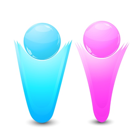 illustration of boy and girl icon on white backgroundのイラスト素材