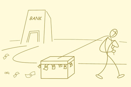 illustration of sketchy man with currencyのイラスト素材