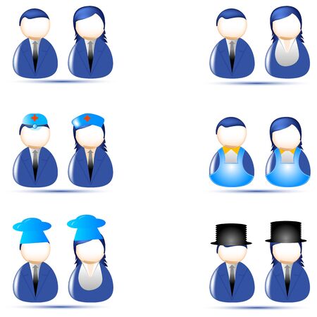 illustration of set of human icon of different profession on white backgroundのイラスト素材