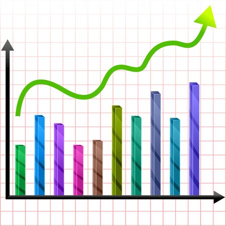 illustration of growing graph with arrowのイラスト素材