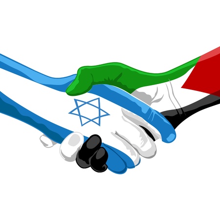 illustration of peace between israel and palestine on white backgroundのイラスト素材