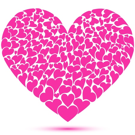 illustration of heart  made of many hearts on white backgroundのイラスト素材
