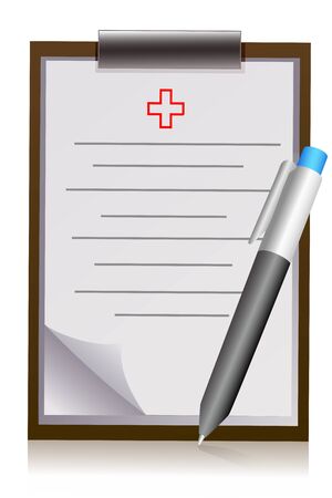 illustration of doctor's letter pad with pen on white backgroundのイラスト素材