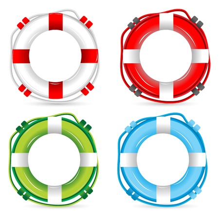illustration of lifebuoy signs on white backgroundのイラスト素材