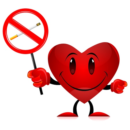 illustration of devil heart with no smoking tag on white backgroundのイラスト素材