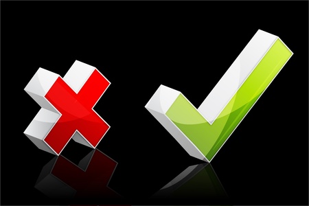 illustration of yes and no signs on white backgroundのイラスト素材