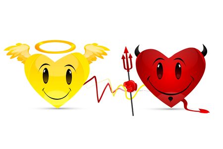 illustration of devil hearts on white backgroundのイラスト素材