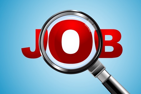 illustration of job text with lens on white backgroundのイラスト素材