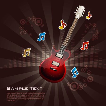 illustration of music card with guitarのイラスト素材