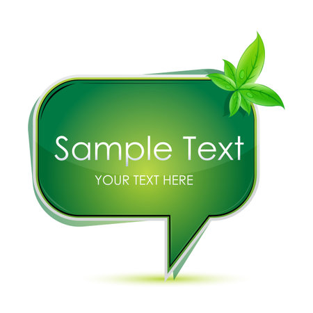 illustration of dialogue bubble with leaf on white backgroundのイラスト素材