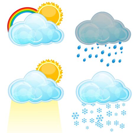 illustration of types of weather  on white backgroundのイラスト素材