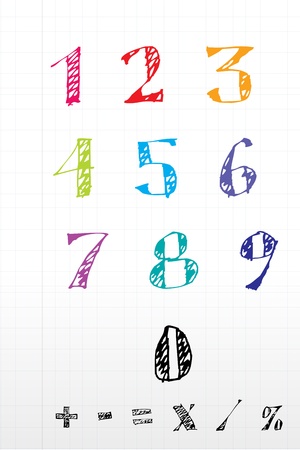illustration of sketchy number text on white backgroundのイラスト素材