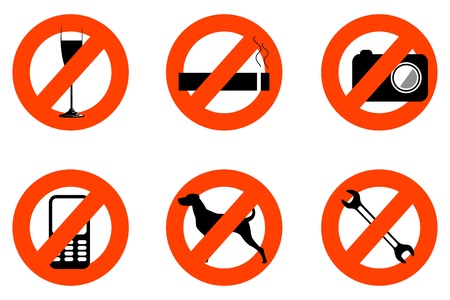 illustration of not allowed icons on white backgroundのイラスト素材