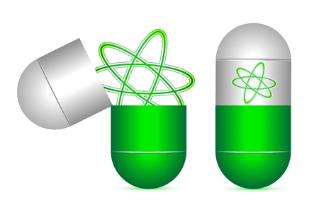 illustration of atom in capsule on isolated backgroundのイラスト素材