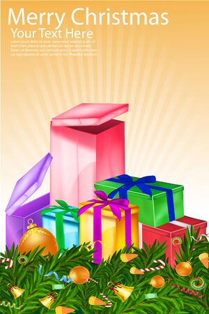 illustration of christmas card with gifts on white backgroundのイラスト素材