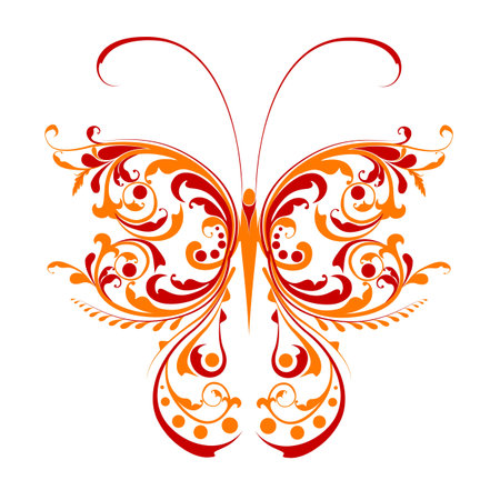 illustration of floral butterfly on isolated backgroundのイラスト素材